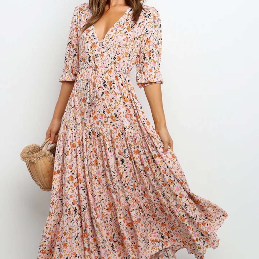 Petal&Pup: floral Pink Maxi Dress SZ small NWT